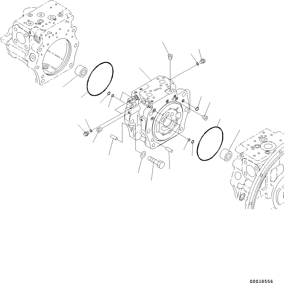 Схема запчастей Komatsu PC350LC-8 - ОСНОВН. ПОРШЕНЬ НАСОС ВНУТР. ЧАСТИ (/) (№B-B) ОСНОВН. ПОРШЕНЬ НАСОС