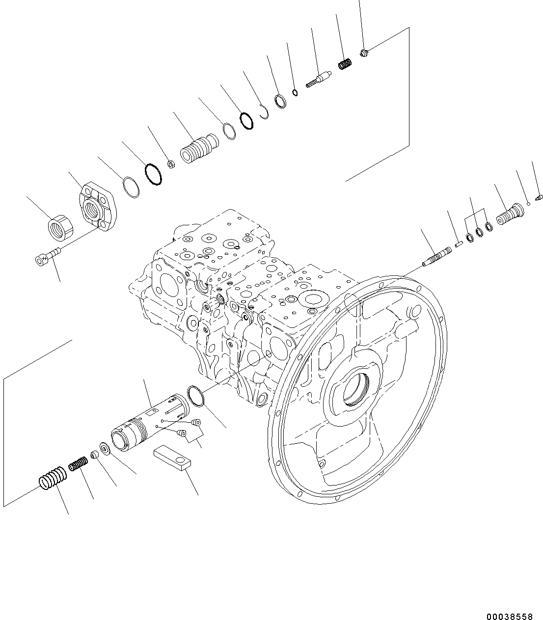 Схема запчастей Komatsu PC350LC-8 - ОСНОВН. ПОРШЕНЬ НАСОС ВНУТР. ЧАСТИ (/) (№B-) ОСНОВН. ПОРШЕНЬ НАСОС