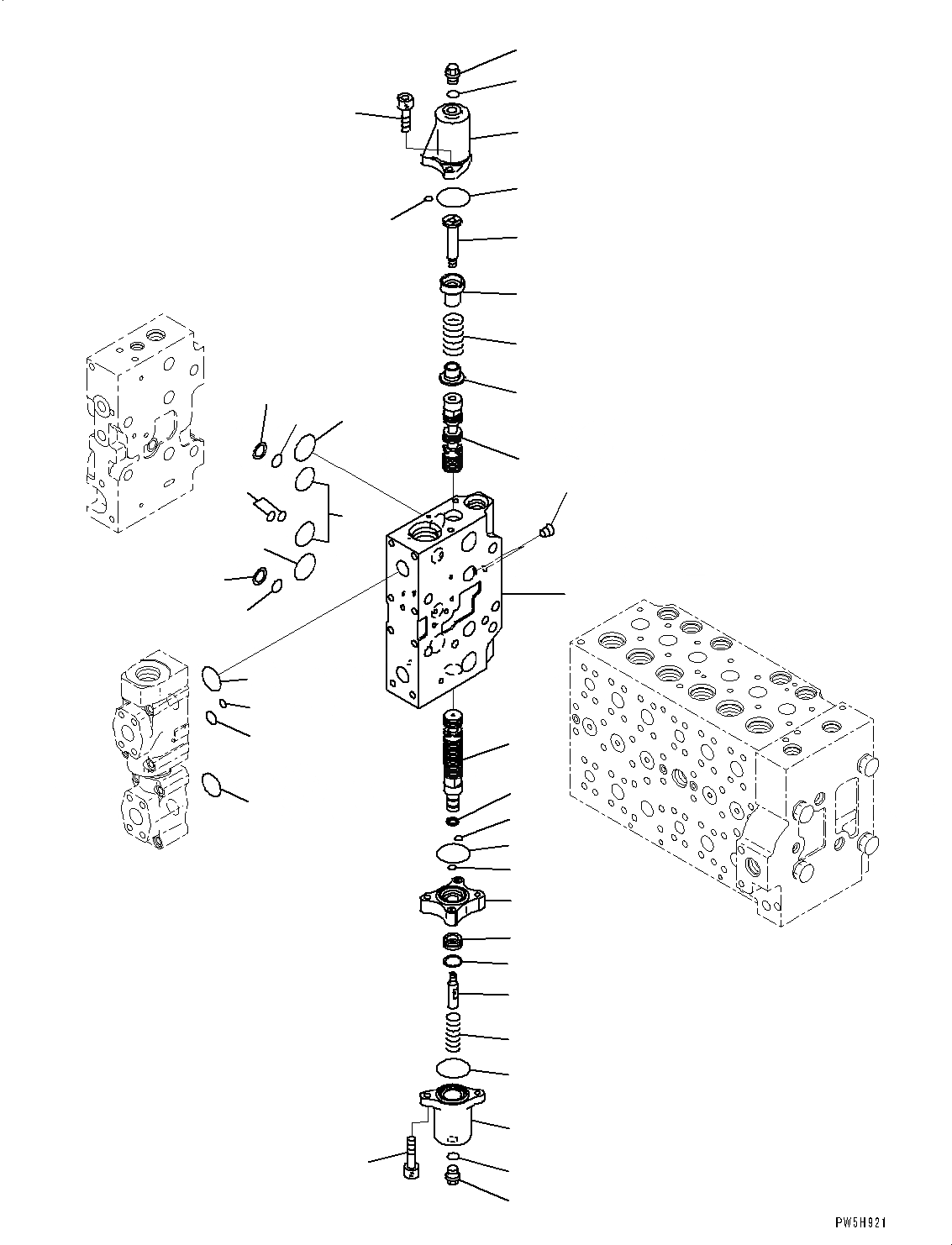 Схема запчастей Komatsu PC350LC-8 - УПРАВЛЯЮЩ. КЛАПАН, БЕЗ -ДОПОЛН. АКТУАТОР ТРУБЫ, 7-СЕКЦИОНН., ВНУТР. ЧАСТИ (/) ОСНОВН. УПРАВЛЯЮЩ. КЛАПАН, -АКТУАТОР, ТРУБЫ LESS