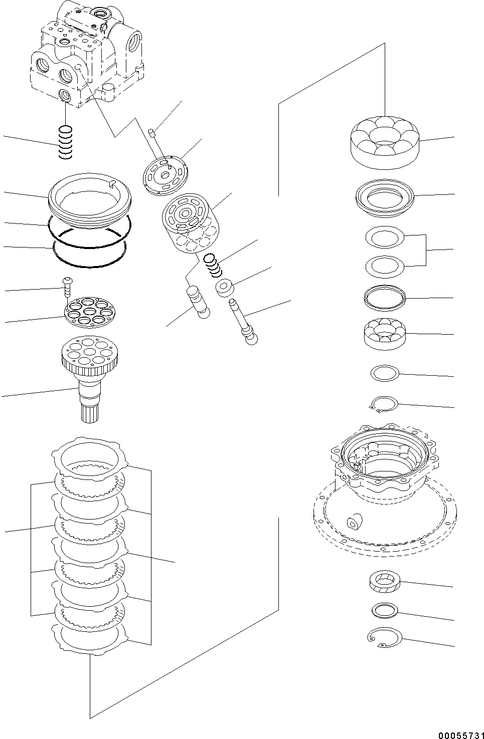 Схема запчастей Komatsu PC350LC-8 - МЕХАНИЗМ ПОВОРОТА ВНУТР. ЧАСТИ (/) МЕХАНИЗМ ПОВОРОТА