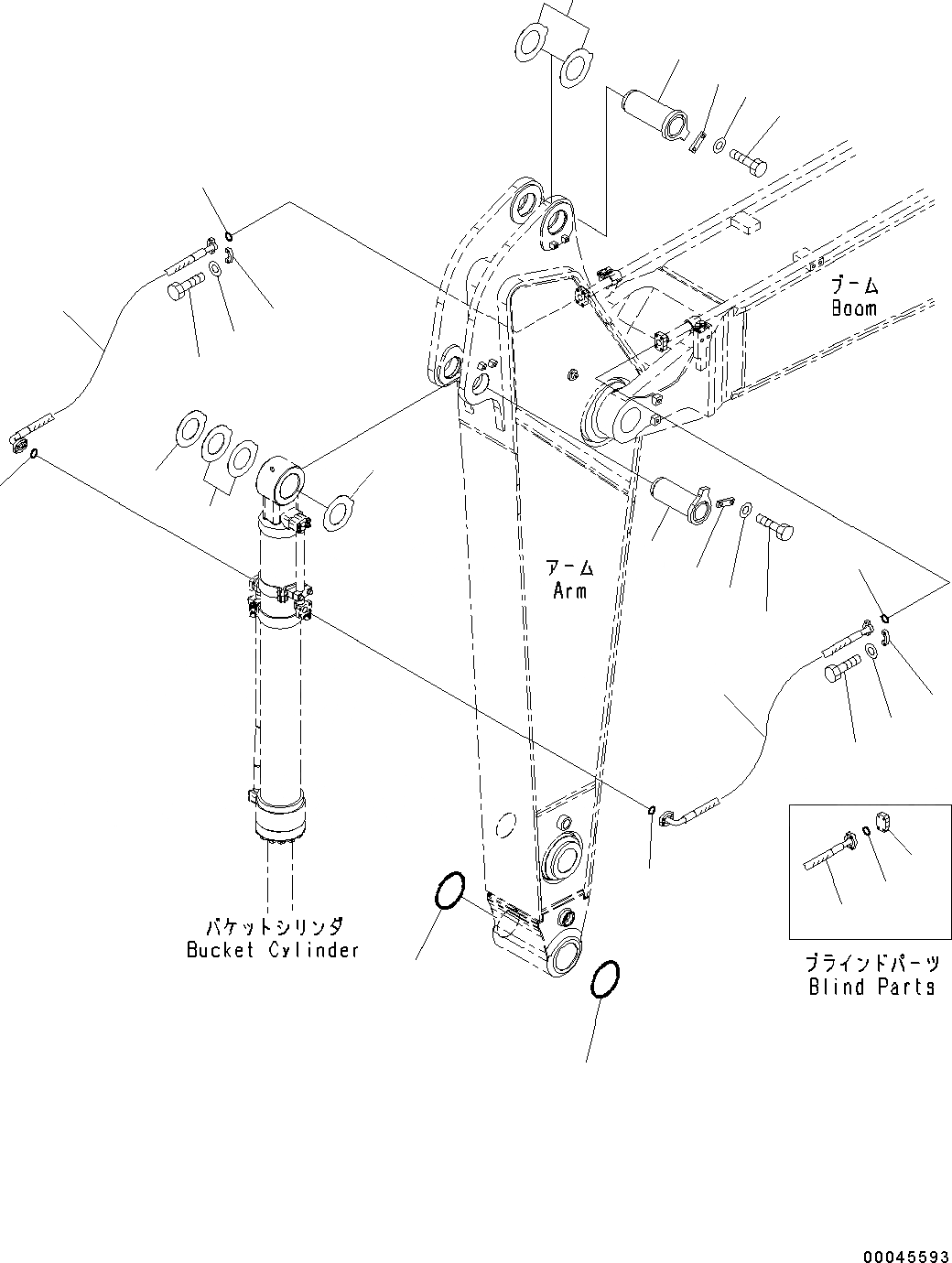Схема запчастей Komatsu PC350LC-8 - РУКОЯТЬ, .M, УСИЛ.ENED, -НАВЕСН. ОБОРУД, ЧАС. СИСТ. СМАЗКИ ТИП, ПАТРУБКИ ЦИЛИНДРА КОВША И ПАЛЕЦ РУКОЯТЬ, .M, УСИЛ.ENED, -НАВЕСН. ОБОРУД, ЧАС. СИСТ. СМАЗКИ ТИП