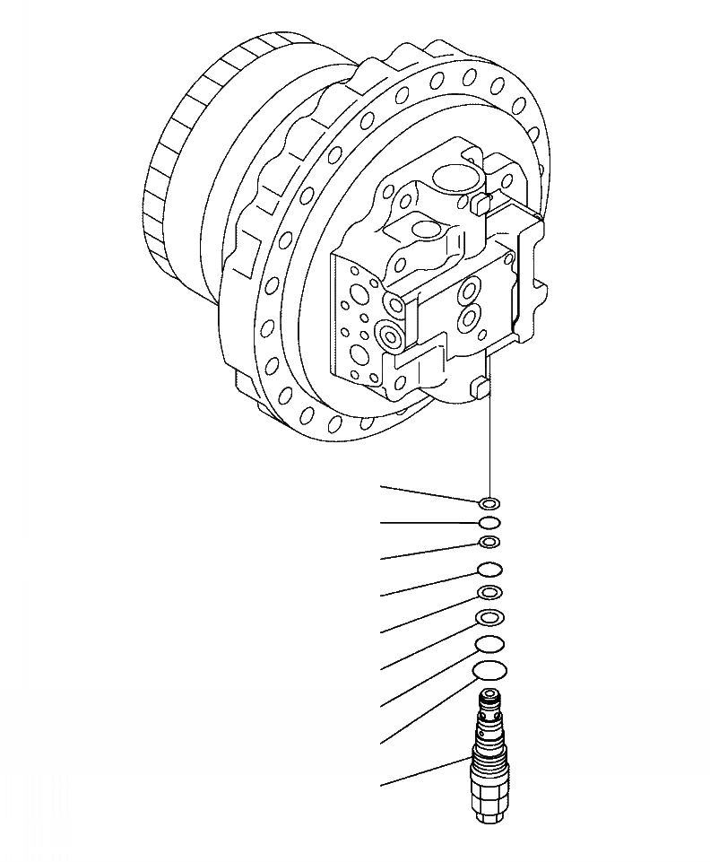 Схема запчастей Komatsu PC360LC-10 - P-A КОНЕЧНАЯ ПЕРЕДАЧА МОТОР ХОДА - РАЗГРУЗ. КЛАПАН НИЖНЯЯ ГИДРОЛИНИЯ И ЛИНИЯ ХОДА