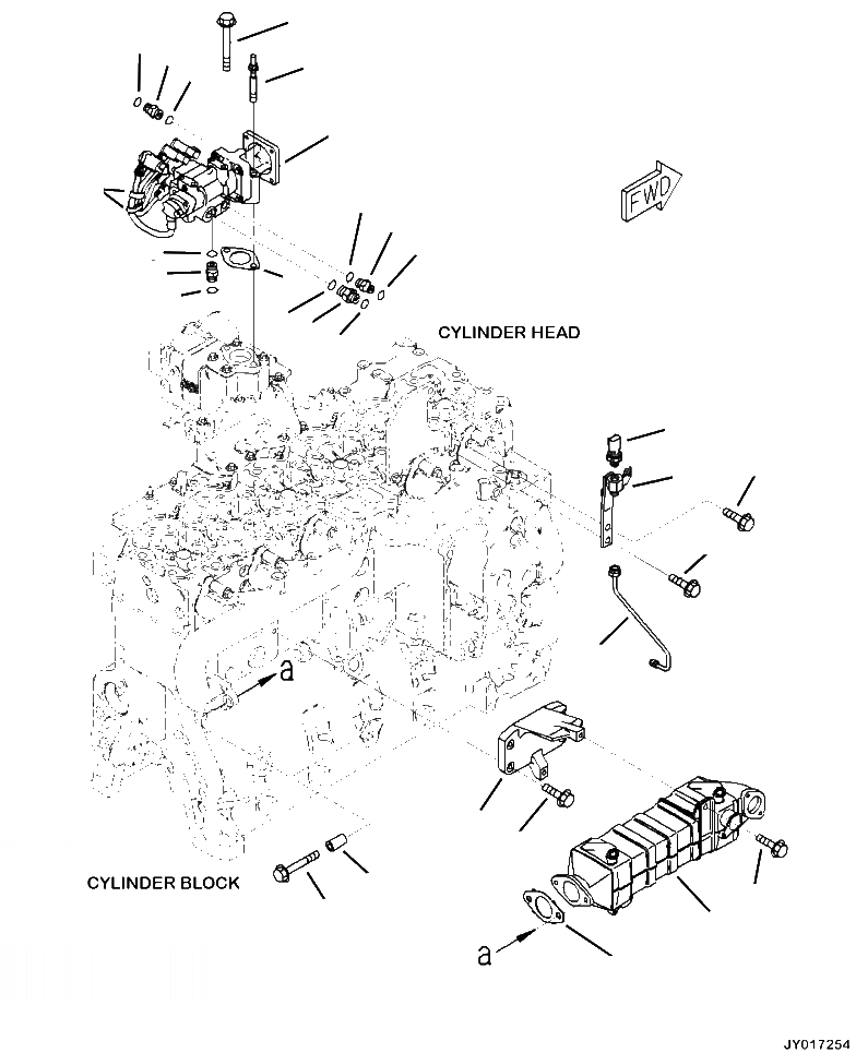 Схема запчастей Komatsu PC390LL-10 A50601 - AER- ВЫПУСКН. GAS RE-CIRCULATION (EGR) КЛАПАН И ОХЛАДИТЕЛЬ ДВИГАТЕЛЬ