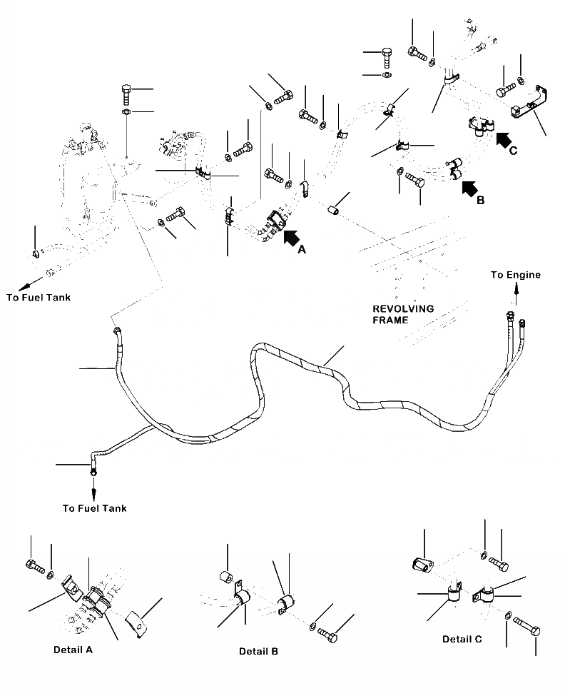 Схема запчастей Komatsu PC390LL-10 A50601 - D-A ТОПЛИВНАЯ ЛИНИЯ КРЕПЛЕНИЕ КРЕПЛЕНИЕS И КОРПУСS ТОПЛИВН. СИСТЕМА