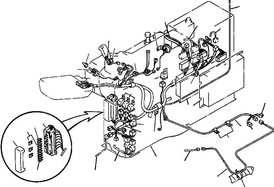 Схема запчастей Komatsu PC400LC-5 - КАБИНА ЭЛЕКТРОПРОВОДКА ПРАВ. СТОЙКА КОМПОНЕНТЫ ДВИГАТЕЛЯ & ЭЛЕКТРИКА