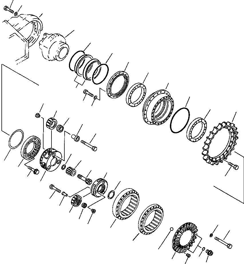 Схема запчастей Komatsu PC400LC-5 - КОНЕЧНАЯ ПЕРЕДАЧА И ЗВЕЗДОЧКА ХОД И НИЖН.CARRIAGE
