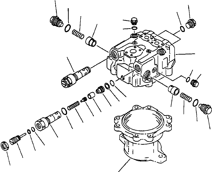 Схема запчастей Komatsu PC400LC-5 - МОТОР ПОВОРОТА СОЕДИН-Е БЛОК УПРАВЛ-Е РАБОЧИМ ОБОРУДОВАНИЕМ