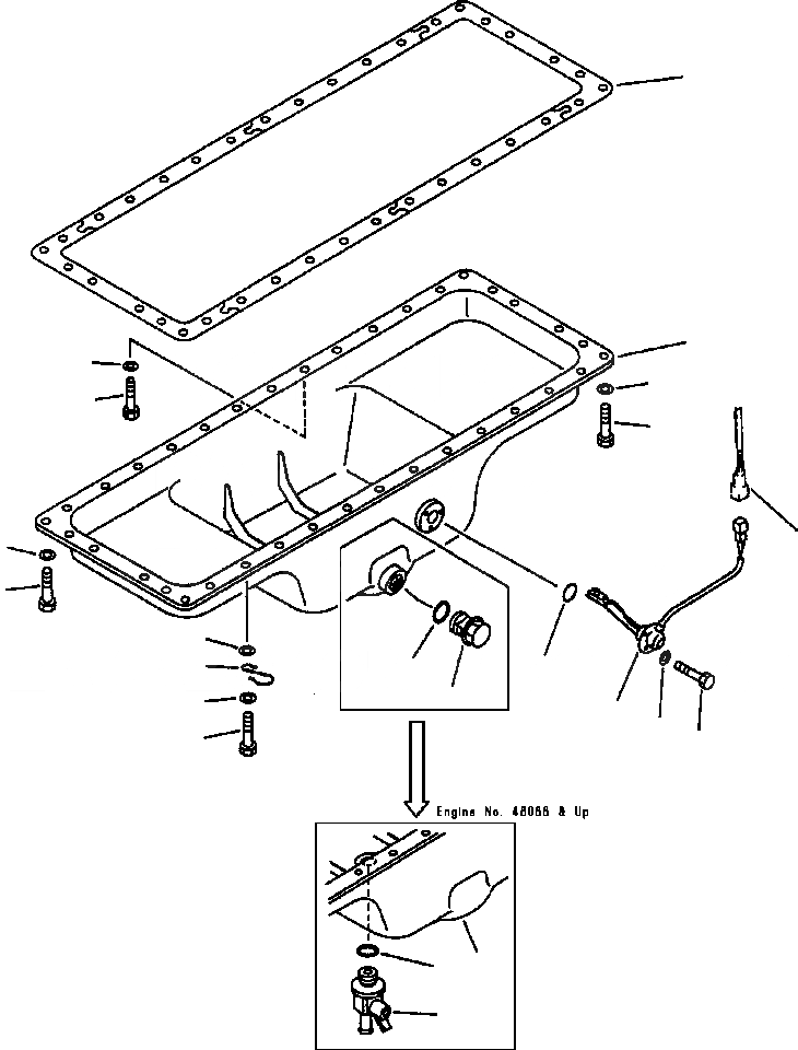 Схема запчастей Komatsu PC400LC-5 - МАСЛЯНЫЙ ПОДДОН БЛОК ЦИЛИНДРОВ