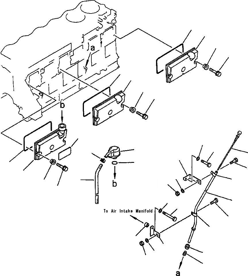 Схема запчастей Komatsu PC400LC-5 - БЛОК ЦИЛИНДРОВ КРЫШКИ БЛОК ЦИЛИНДРОВ