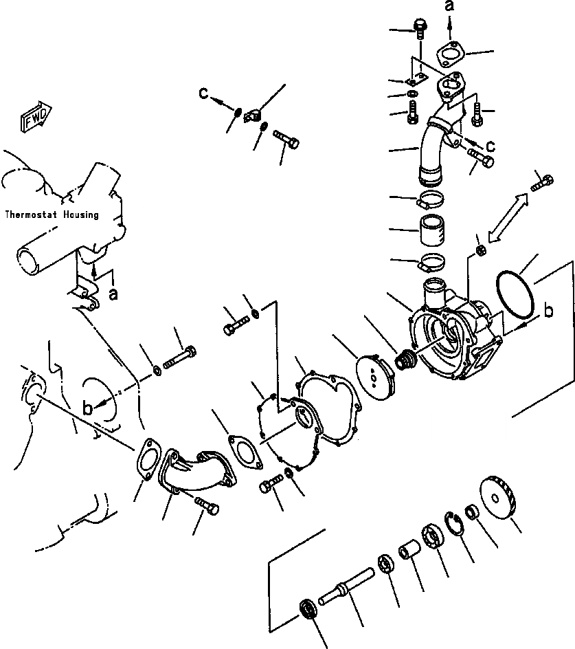 Схема запчастей Komatsu PC400LC-5 - ВОДЯНАЯ ПОМПА СИСТЕМА ОХЛАЖДЕНИЯ