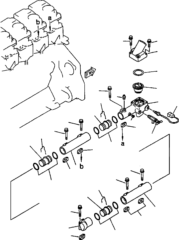 Схема запчастей Komatsu PC400LC-5 - ТЕРМОСТАТ СИСТЕМА ОХЛАЖДЕНИЯ