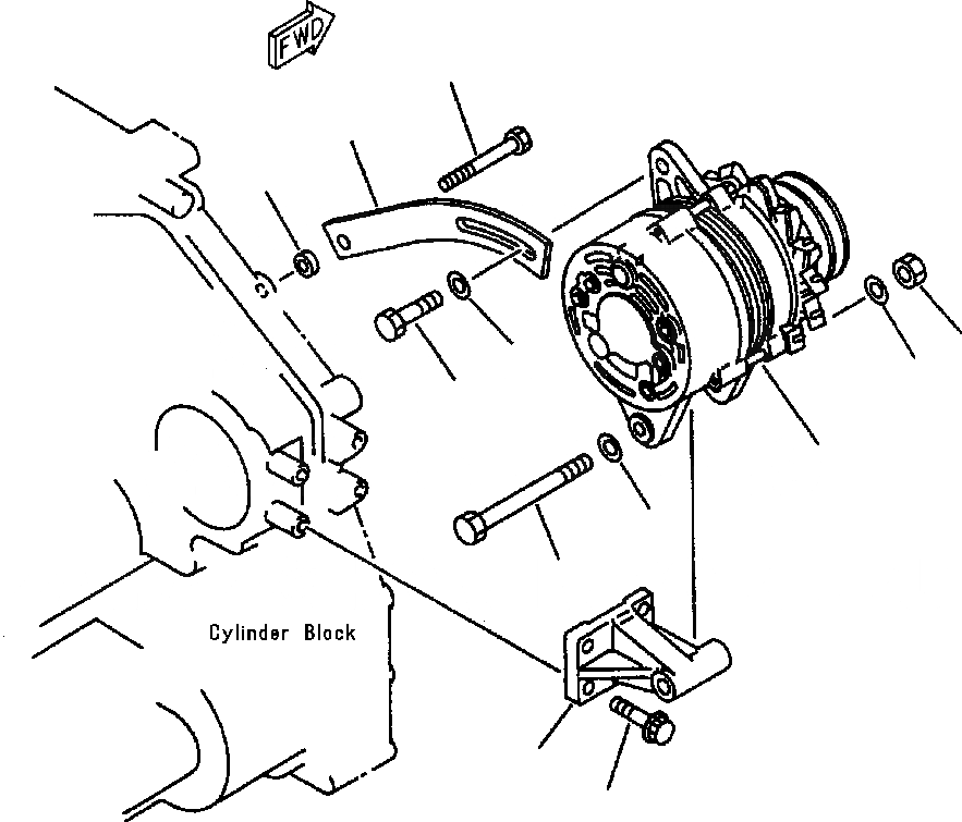 Схема запчастей Komatsu PC400LC-5 - КРЕПЛЕНИЕ ГЕНЕРАТОРА A ЭЛЕКТРИКА