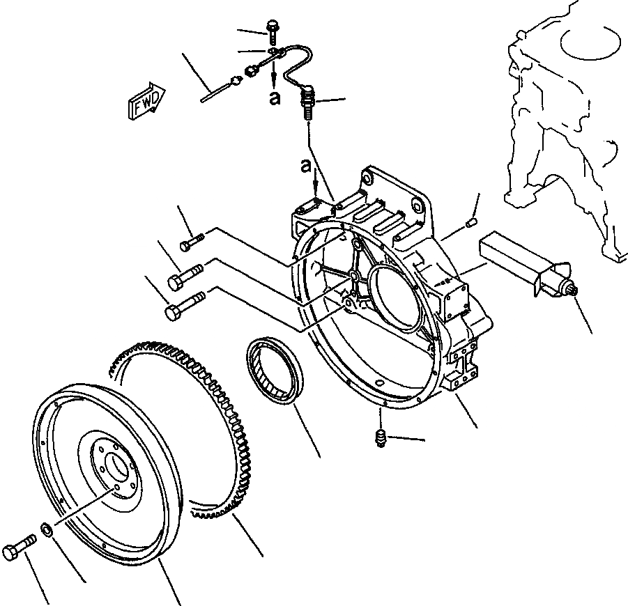 Схема запчастей Komatsu PC400LC-5 - КАРТЕР МАХОВИКА КРЕПЛЕНИЕ ДВИГАТЕЛЯ