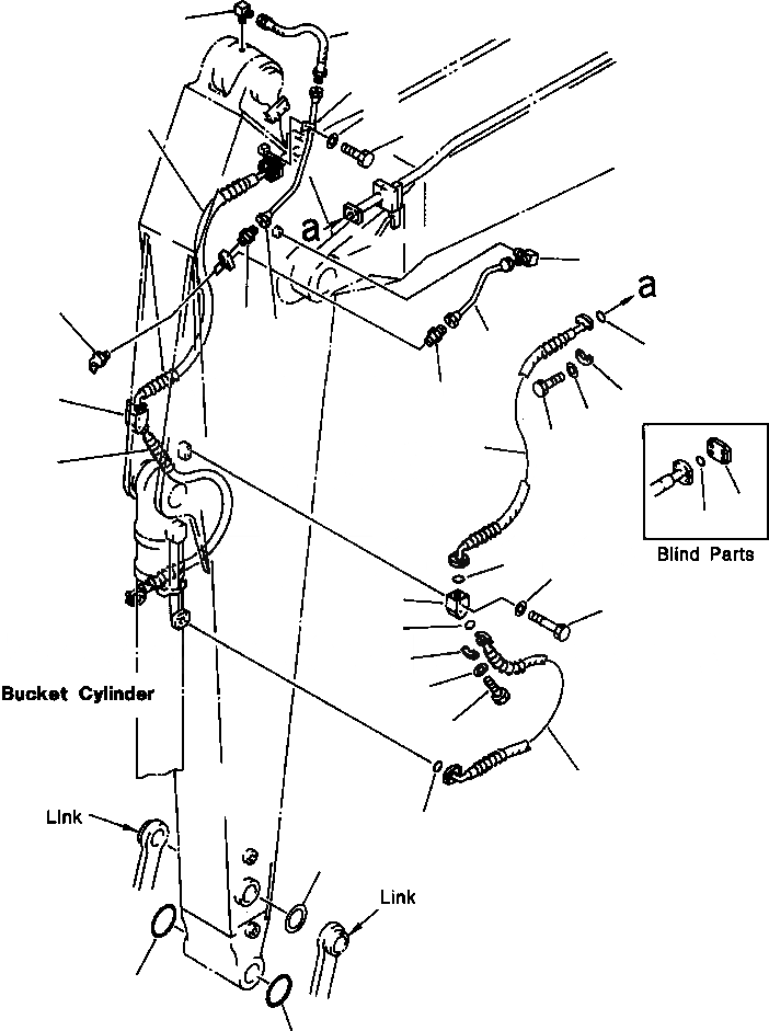 Схема запчастей Komatsu PC400LC-6LK - FIG. T-E РУКОЯТЬ (. M) - ПАТРУБКИ ЦИЛИНДРА КОВША И УПЛОТНЕНИЯ РАБОЧЕЕ ОБОРУДОВАНИЕ