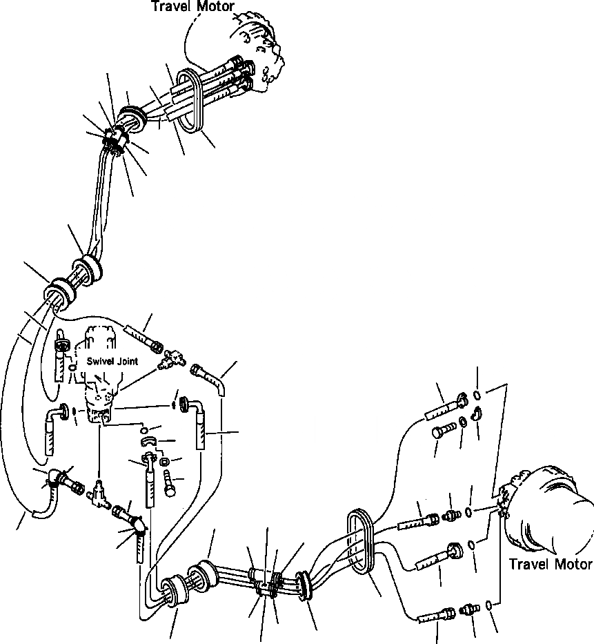 Схема запчастей Komatsu PC400LC-6LM - FIG. P-A ГИДРОЛИНИЯ ХОДА- С РЕГУЛЯТОРОМ И УСИЛ. НИЖНЯЯ ГИДРОЛИНИЯ И ЛИНИЯ ХОДА