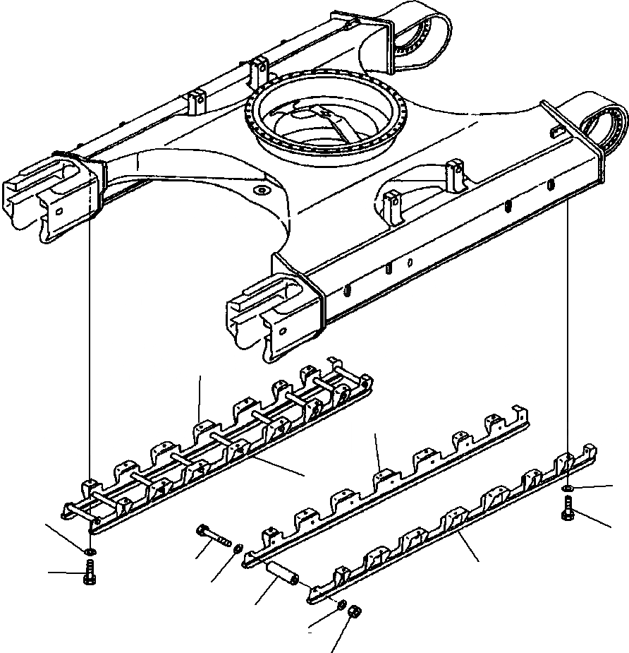 Схема запчастей Komatsu PC400LC-6LM - FIG. R-B8 ГУСЕНИЧНАЯ РАМА - ПОЛН. ЗАЩИТА КАТКОВ ХОДОВАЯ