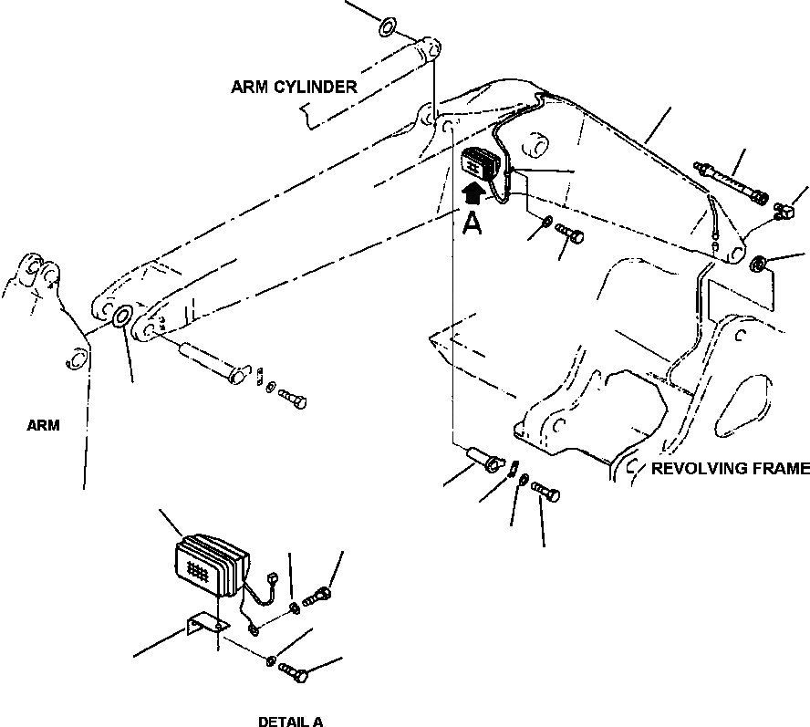 Схема запчастей Komatsu PC400LC-6LM - FIG. T-A СТРЕЛА - ЛАМПА РАБОЧ. ОСВЕЩЕНИЯ РАБОЧЕЕ ОБОРУДОВАНИЕ