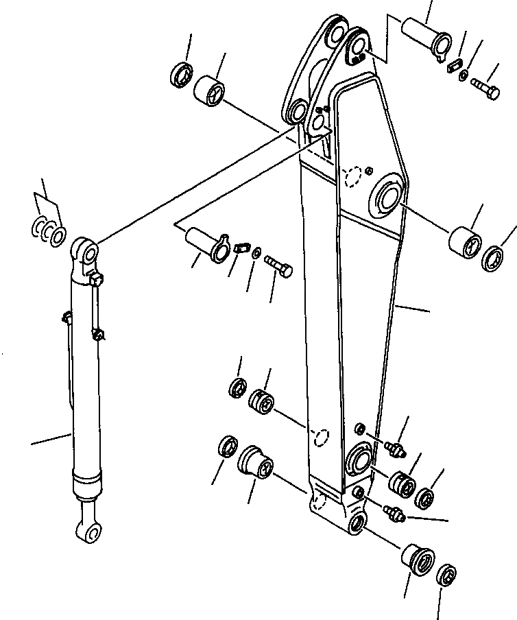 Схема запчастей Komatsu PC400LC-6LM - FIG. T-A РУКОЯТЬ (. M) - РУКОЯТЬ И ЦИЛИНДР КОВША РАБОЧЕЕ ОБОРУДОВАНИЕ