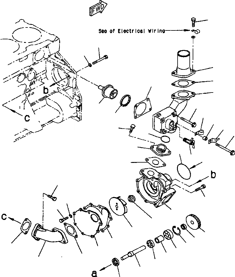 Схема запчастей Komatsu PC400LC-6LK - ВОДЯНАЯ ПОМПА ДВИГАТЕЛЬ