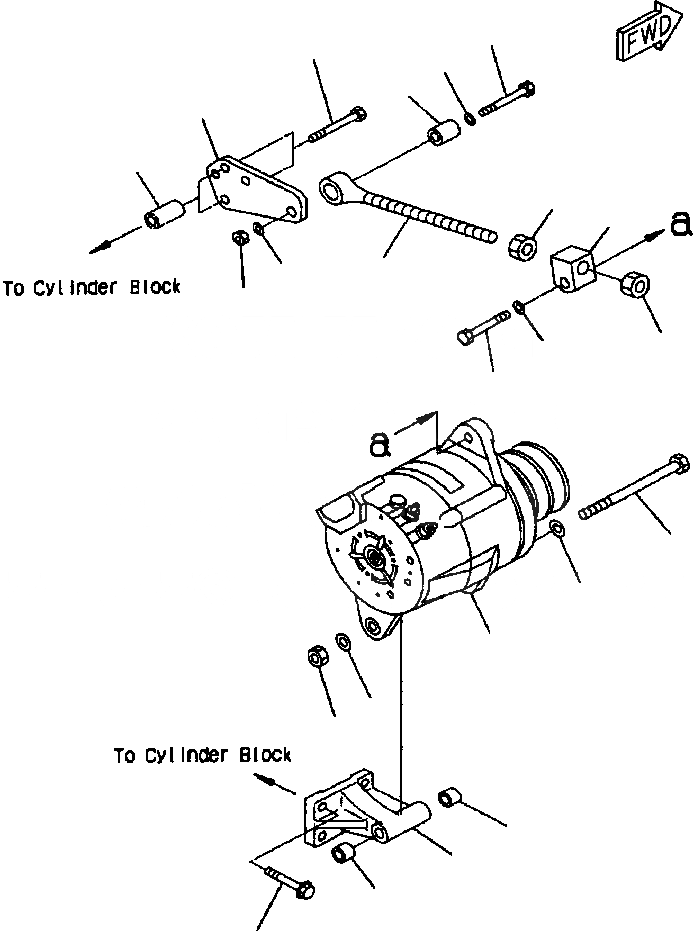 Схема запчастей Komatsu PC400LC-6LK - КРЕПЛЕНИЕ ГЕНЕРАТОРА ДЛЯ A, HARDENED ШКИВ ДВИГАТЕЛЬ