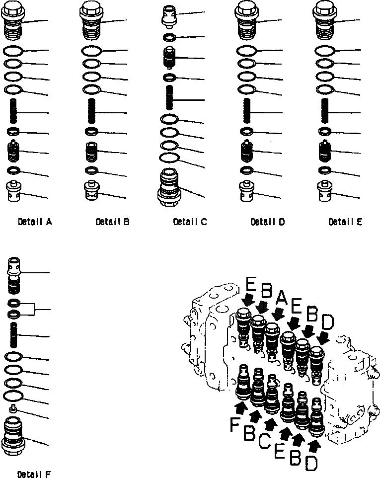Схема запчастей Komatsu PC400LC-6LK - FIG NO. H-A ОСНОВН. КЛАПАН (/) ГИДРАВЛИКА
