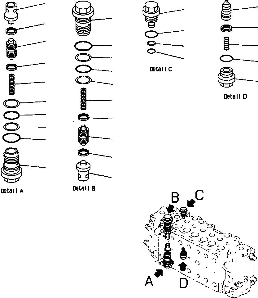 Схема запчастей Komatsu PC400LC-6LK - FIG NO. H-A ОСНОВН. КЛАПАН (/) ГИДРАВЛИКА