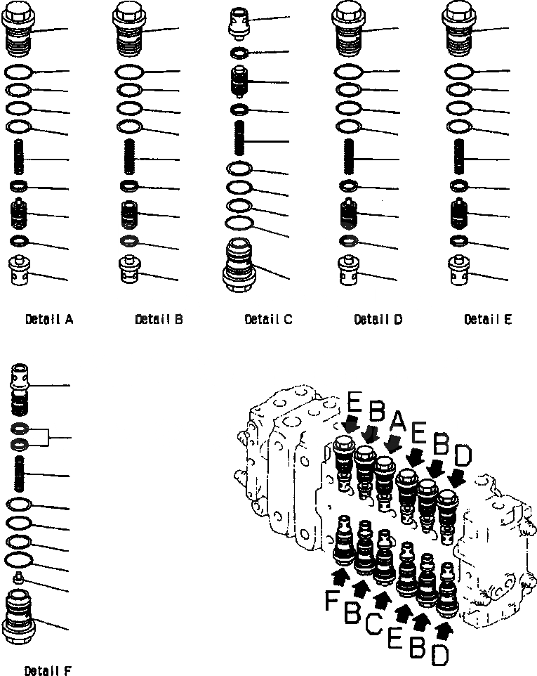 Схема запчастей Komatsu PC400LC-6LK - FIG NO. H-A ОСНОВН. КЛАПАН АКТУАТОР (/) ГИДРАВЛИКА