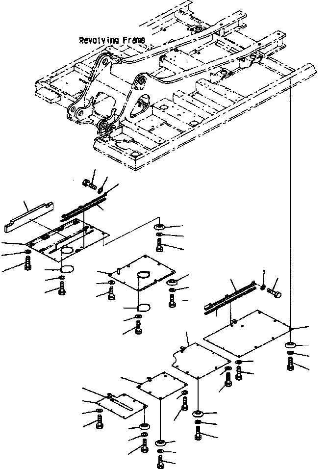 Схема запчастей Komatsu PC400LC-6LK - FIG NO. M8-AA НИЖН. КРЫШКА ОСНОВНАЯ РАМА - СТАНДАРТН. ЧАСТИ КОРПУСА