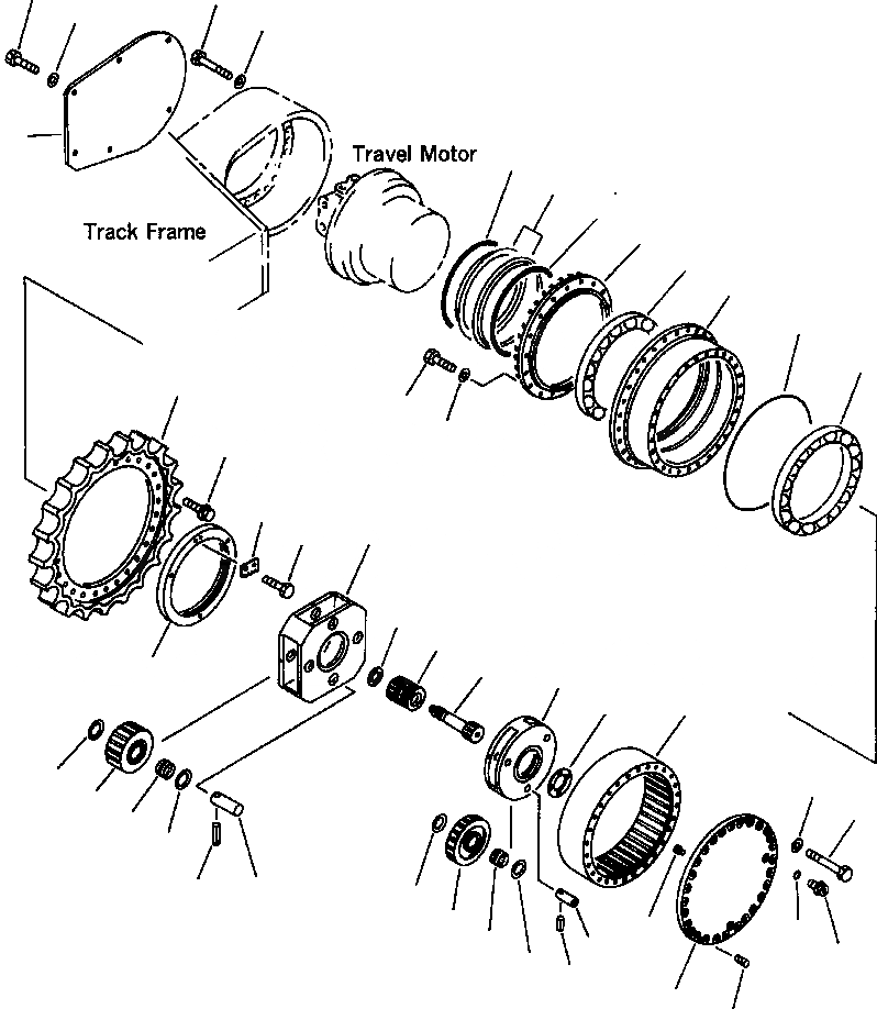 Схема запчастей Komatsu PC400LC-6LK - FIG NO. P-A КОНЕЧНАЯ ПЕРЕДАЧА НИЖНЯЯ ГИДРОЛИНИЯ И ЛИНИЯ ХОДА