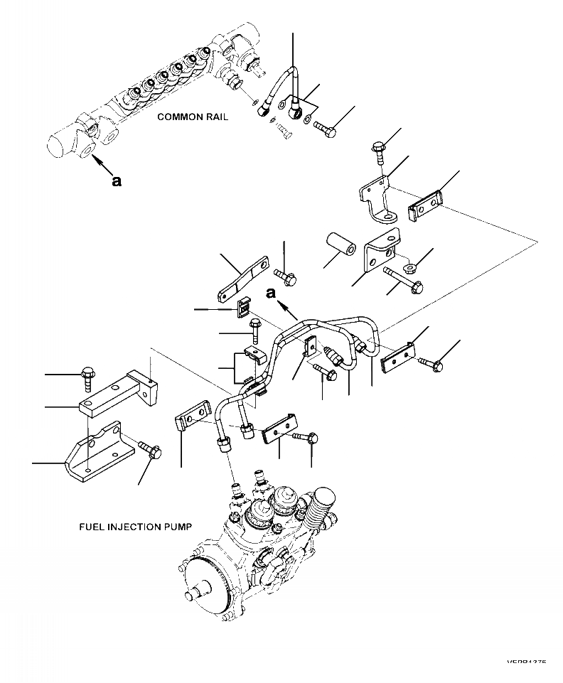 Схема запчастей Komatsu PC400LC-8 - A-BY7 ТОПЛИВН. ПОДАЮЩ. И ВОЗВРАТ. ТРУБЫ ДВИГАТЕЛЬ