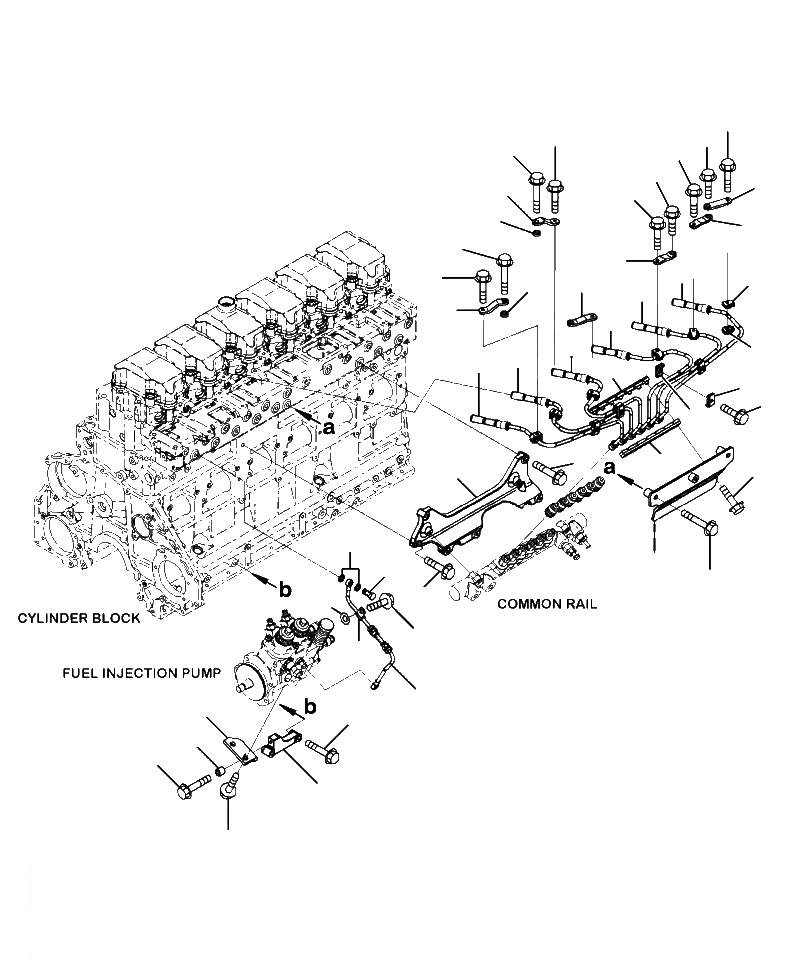 Схема запчастей Komatsu PC400LC-8 - A-AF7 ТОПЛИВН. ПОДАЮЩ. ТРУБЫ И СИСТЕМА СМАЗКИ МАСЛОПРОВОДЯЩАЯ ЛИНИЯ ДВИГАТЕЛЬ