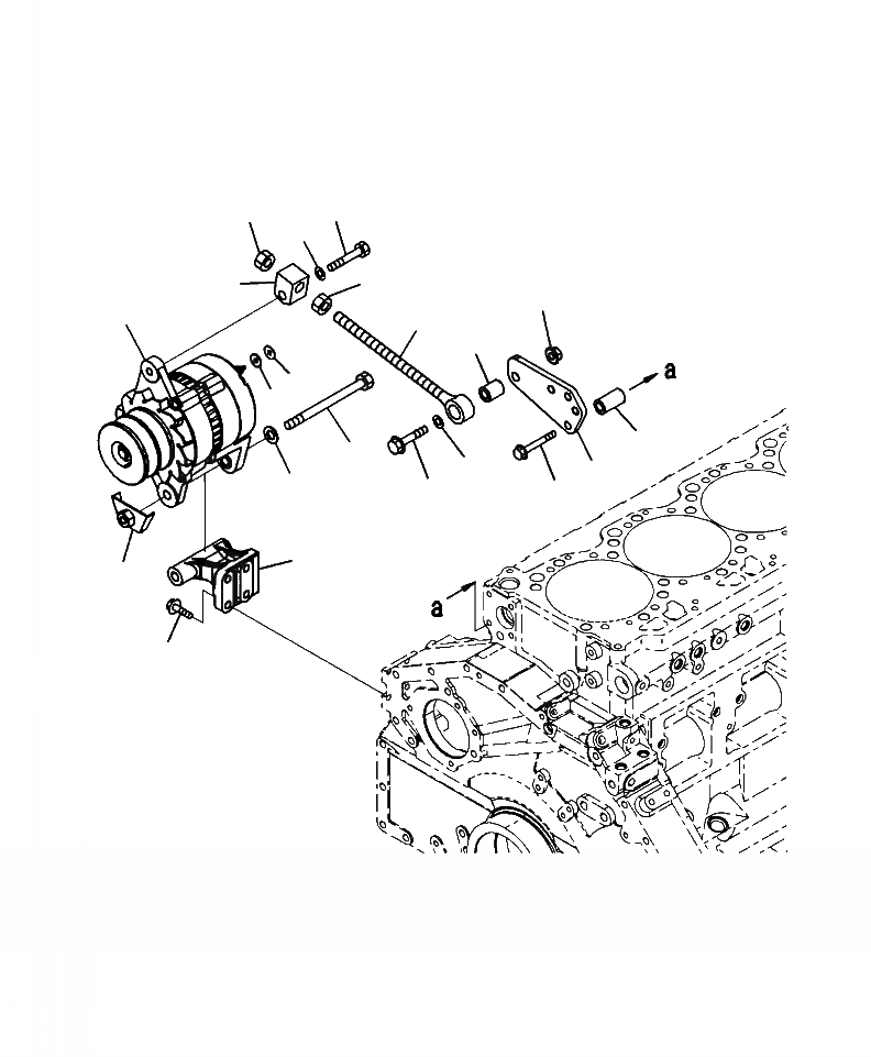 Схема запчастей Komatsu PC400LC-8 - A-AX КРЕПЛЕНИЕ ГЕНЕРАТОРА ДВИГАТЕЛЬ