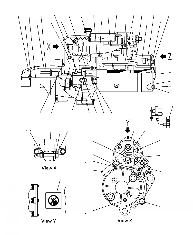 Схема запчастей Komatsu PC400LC-8 - A-BH СТАРТЕР ( KW) ДВИГАТЕЛЬ