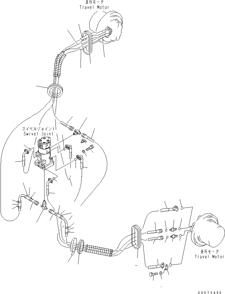 Схема запчастей Komatsu PC400LC-7L - ХОД ТРУБЫ НИЖНЯЯ ГИДРОЛИНИЯ И ЛИНИЯ ХОДА
