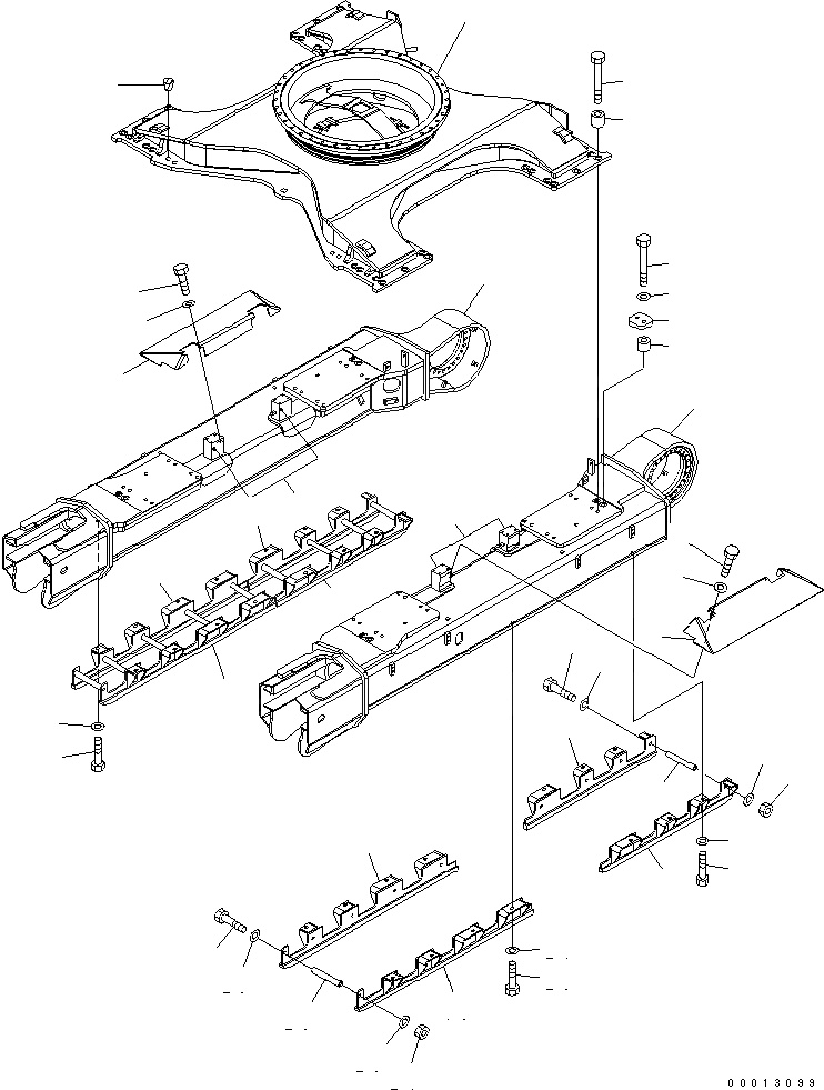Схема запчастей Komatsu PC400LC-7L - ГУСЕНИЧНАЯ РАМА (ПОЛН. ЗАЩИТА КАТКОВ) (РЕГУЛЯТОР) (С КРЫШКОЙ) ХОДОВАЯ