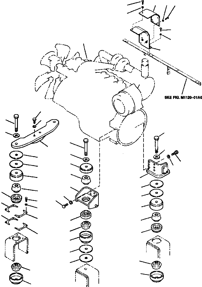 Схема запчастей Komatsu PC400LC-6LC - FIG NO. B-A ДВИГАТЕЛЬ И КРЕПЛЕНИЕ КОМПОНЕНТЫ ДВИГАТЕЛЯ