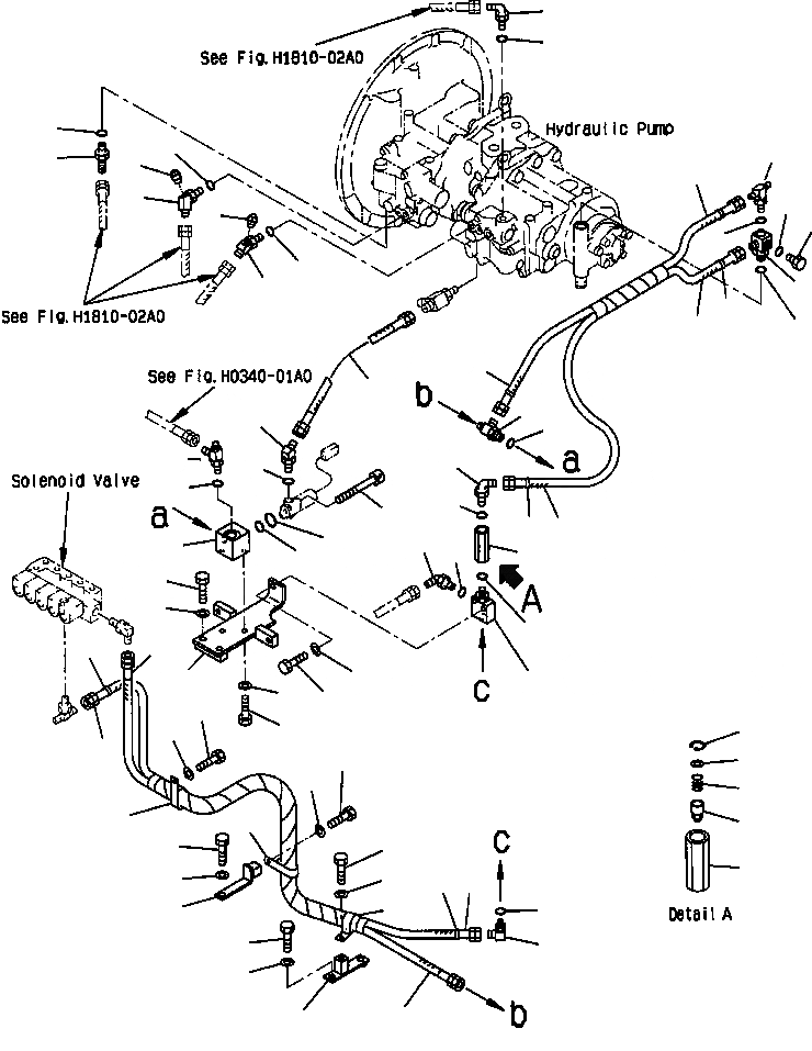 Схема запчастей Komatsu PC400LC-6LC - FIG NO. H8-A LS ЛИНИЯ (ЛИНИЯ НАСОСА И КЛАПАН EPC) СО СЪЕМОМ ПРОТИВОВЕСА ГИДРАВЛИКА