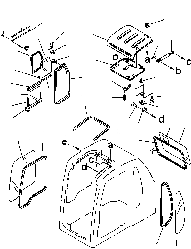 Схема запчастей Komatsu PC400LC-6LC - FIG NO. K-A КАБИНА ОКНАS И КРЫША ВЕНТИЛЯТОРILATION КАБИНА ОПЕРАТОРА И СИСТЕМА УПРАВЛЕНИЯ