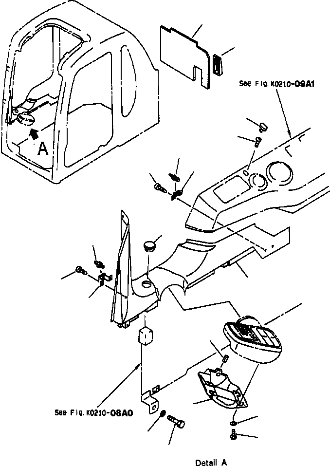 Схема запчастей Komatsu PC400LC-6LC - FIG NO. K-A КАБИНА КРЫШКА ПАНЕЛИ С МОНИТОРОМ (С КОНДИЦИОНЕРОМ) КАБИНА ОПЕРАТОРА И СИСТЕМА УПРАВЛЕНИЯ