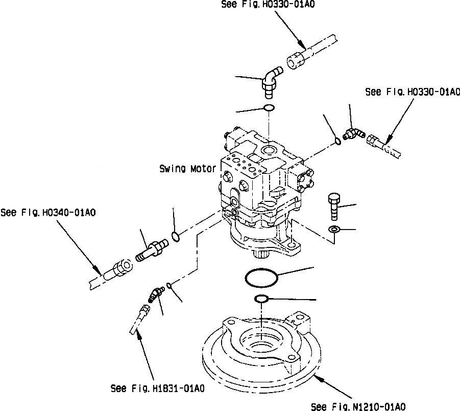 Схема запчастей Komatsu PC400LC-6LC - FIG NO. N-AA МОТОР ПОВОРОТА СОЕДИНИТЕЛЬН. ЧАСТИ ПОВОРОТН. КРУГ И КОМПОНЕНТЫ