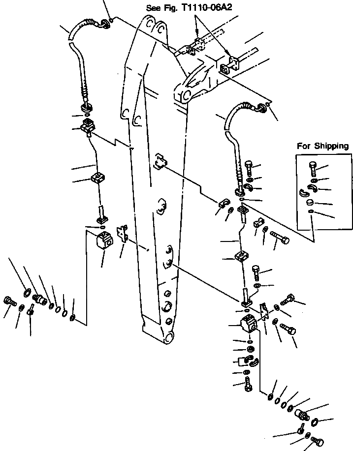 Схема запчастей Komatsu PC400LC-6LC - FIG NO. T-A РУКОЯТЬ (.M) ДОПОЛН. ГИДРОЛИНИЯ РАБОЧЕЕ ОБОРУДОВАНИЕ