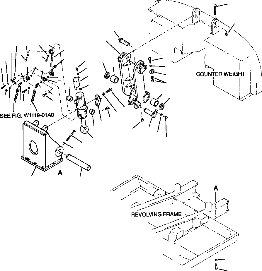 Схема запчастей Komatsu PC400LC-6LC - FIG NO. W9-A СЪЕМ ПРОТИВОВЕСА РАЗНОЕ