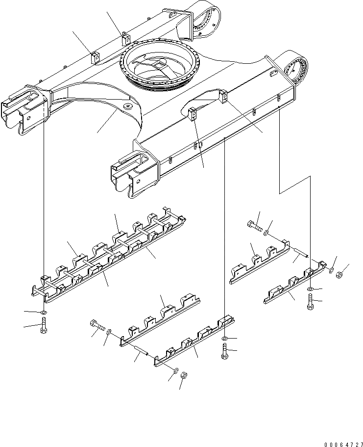 Схема запчастей Komatsu PC400LC-7E0 - ГУСЕНИЧНАЯ РАМА (ПОЛН. ЗАЩИТА КАТКОВ) ХОДОВАЯ