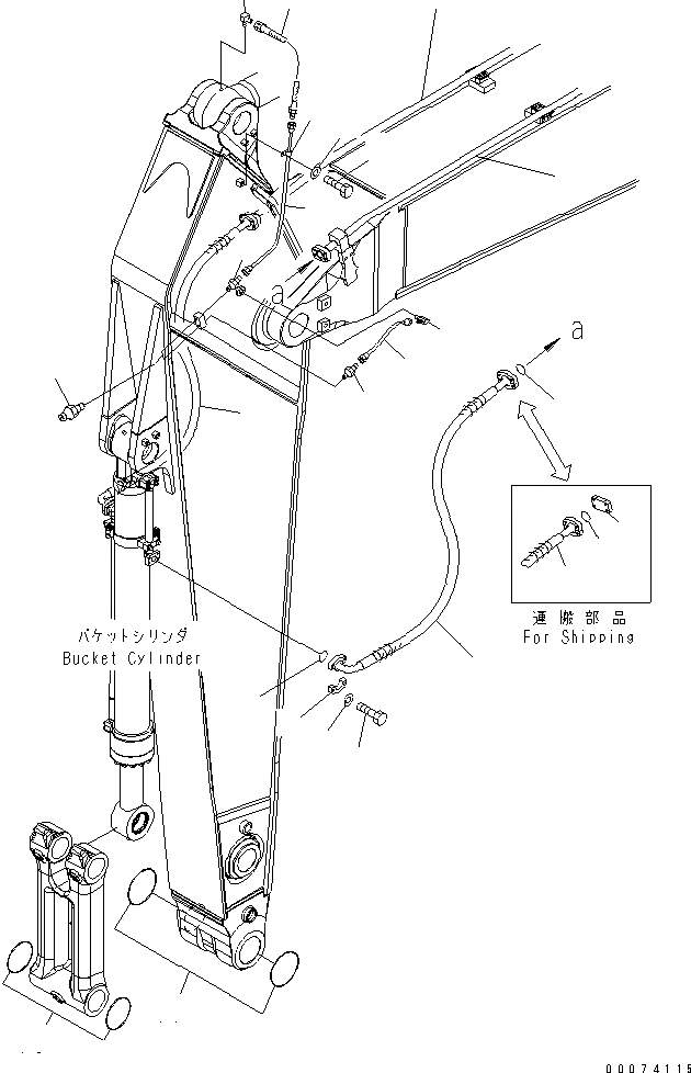 Схема запчастей Komatsu PC400LC-7E0 - РУКОЯТЬ (.M) (УСИЛ.) (ПАТРУБКИ ЦИЛИНДРА КОВША И ЛИНИЯ СМАЗКИ) РАБОЧЕЕ ОБОРУДОВАНИЕ