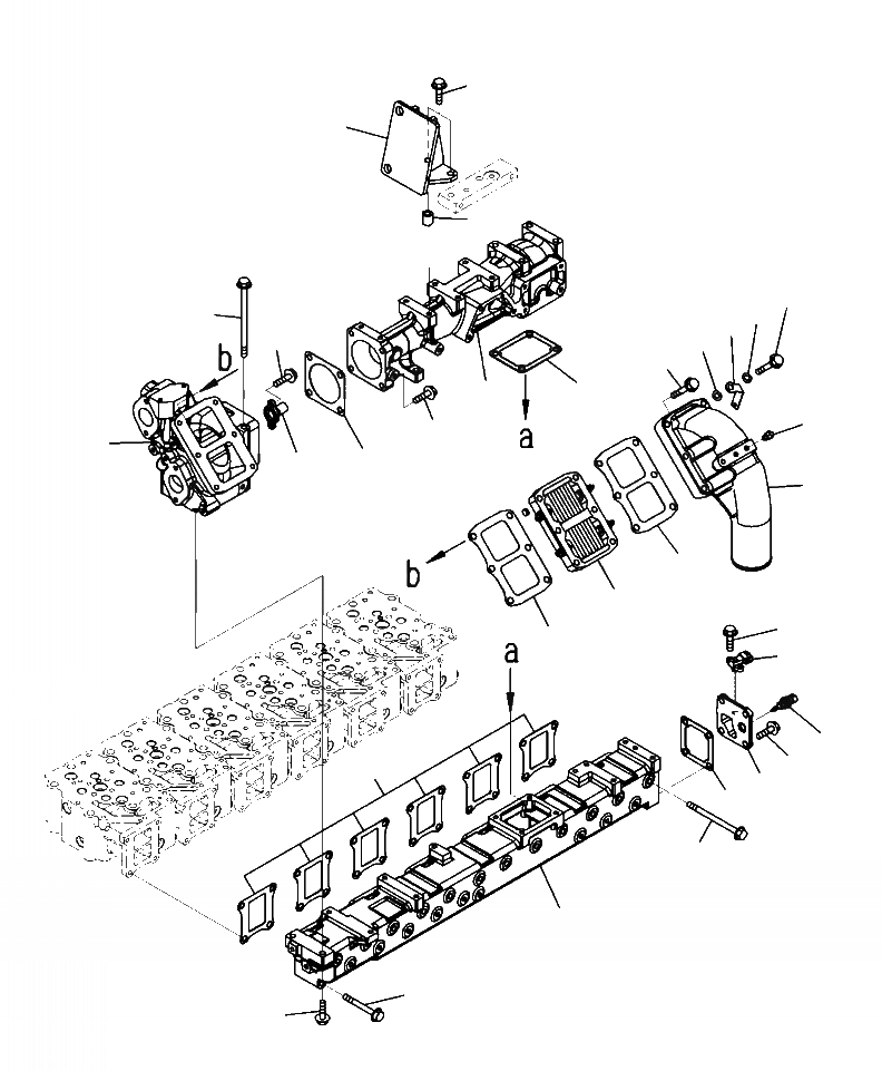 Схема запчастей Komatsu PC450LC-8 - A-AS ТРУБОПРОВОД ВПУСКА ВОЗДУХА И СОЕДИН-Е ДВИГАТЕЛЬ