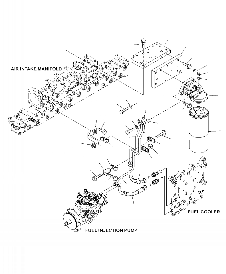Схема запчастей Komatsu PC450LC-8 - A-AR ТОПЛИВН. ФИЛЬТР. И ТРУБЫ -/8 IN HEAD ДВИГАТЕЛЬ