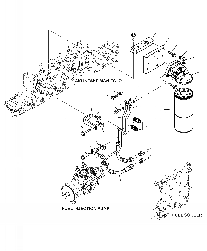 Схема запчастей Komatsu PC450LC-8 - A-AR ТОПЛИВН. ФИЛЬТР. И ТРУБЫ -/8 IN HEAD ДВИГАТЕЛЬ