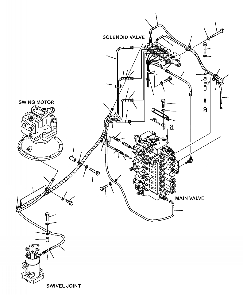 Схема запчастей Komatsu PC450LC-8 - H8-A СОЛЕНОИДНЫЙ КЛАПАН ПАТРУБКИ И КОРПУС ГИДРАВЛИКА