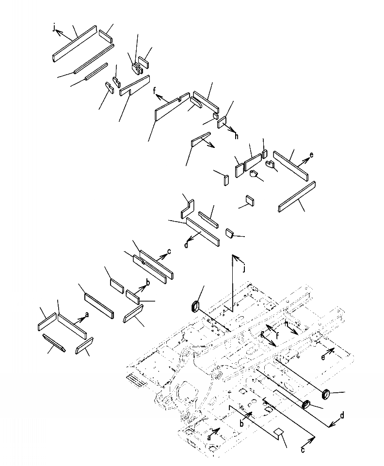 Схема запчастей Komatsu PC450LC-8 - J-A ОСНОВНАЯ РАМА С ЗАЩИТА НИЖНЕЙ ЧАСТИ (/) ОСНОВНАЯ РАМА И ЕЕ ЧАСТИ
