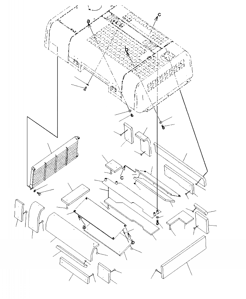 Схема запчастей Komatsu PC450LC-8 - M-A КАПОТ (/) ЧАСТИ КОРПУСА